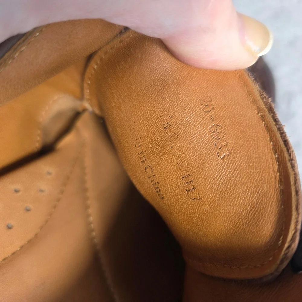 Johnston & Murphy Mens Brown Leather Wingtip Sheepskin Dress Shoes‎ Size 8.5